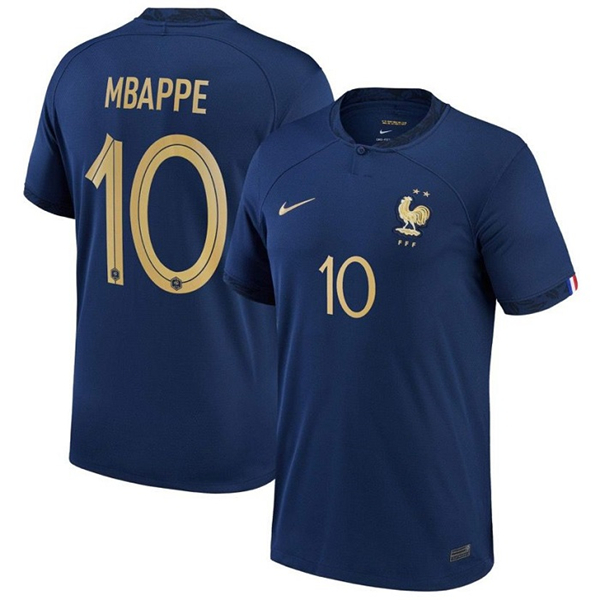 Men's France #10 Mbappé Navy Home Soccer Jersey